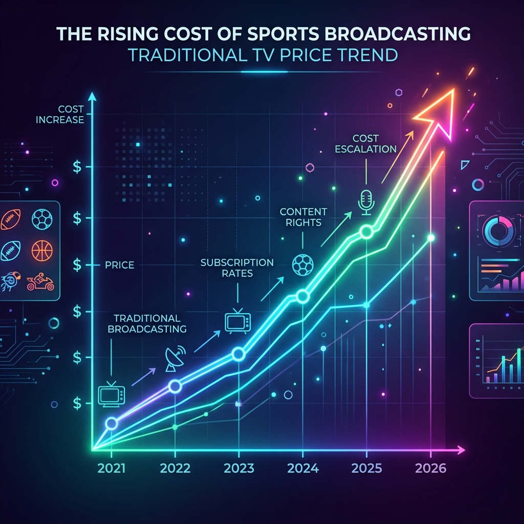 Infographic showing the price climb of DAZN and Sky from 2021 to 2026