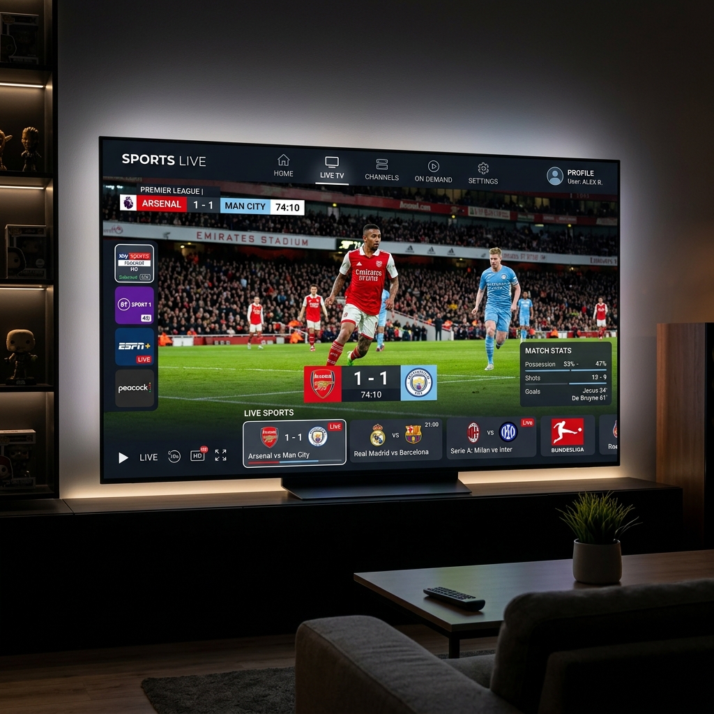 4K Football IPTV interface showing Champions League Match