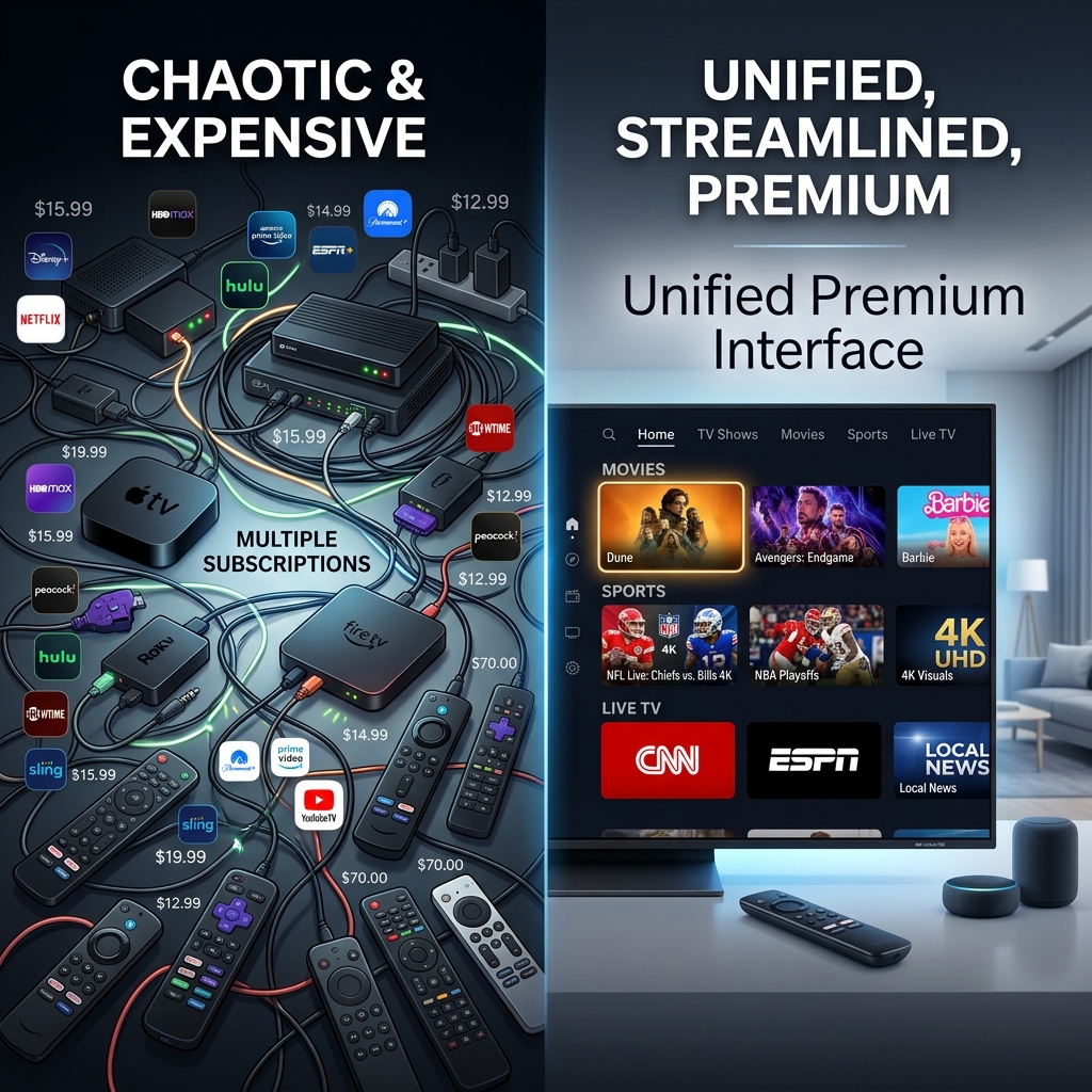 Comparison of chaotic streaming apps vs a clean unified IPTV interface